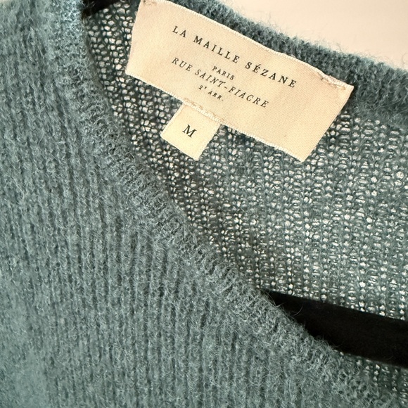 Sezane Gilet Gaspard - Cardigan Sweater in Sage/Turquoise - M - Picture 4 of 5